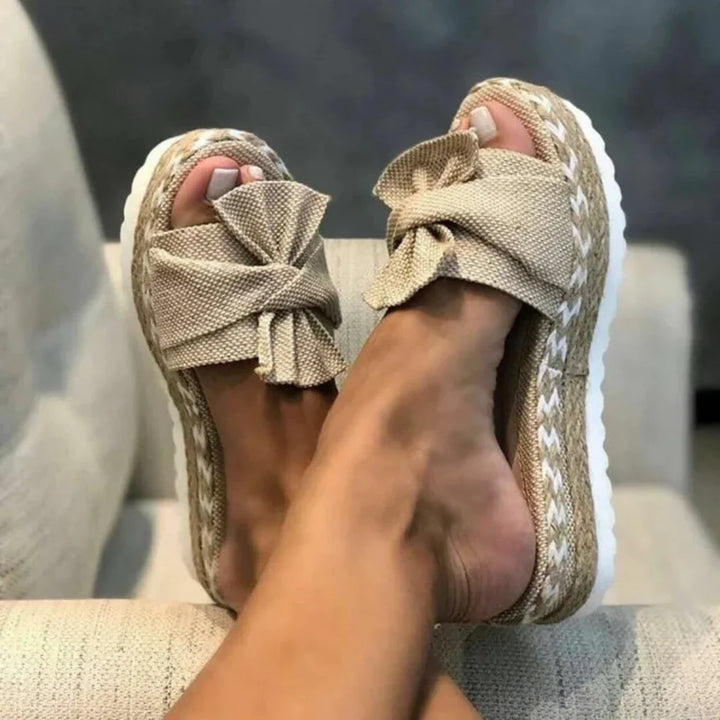 Samantha | Women Spring Bow Platform Slide Sandals