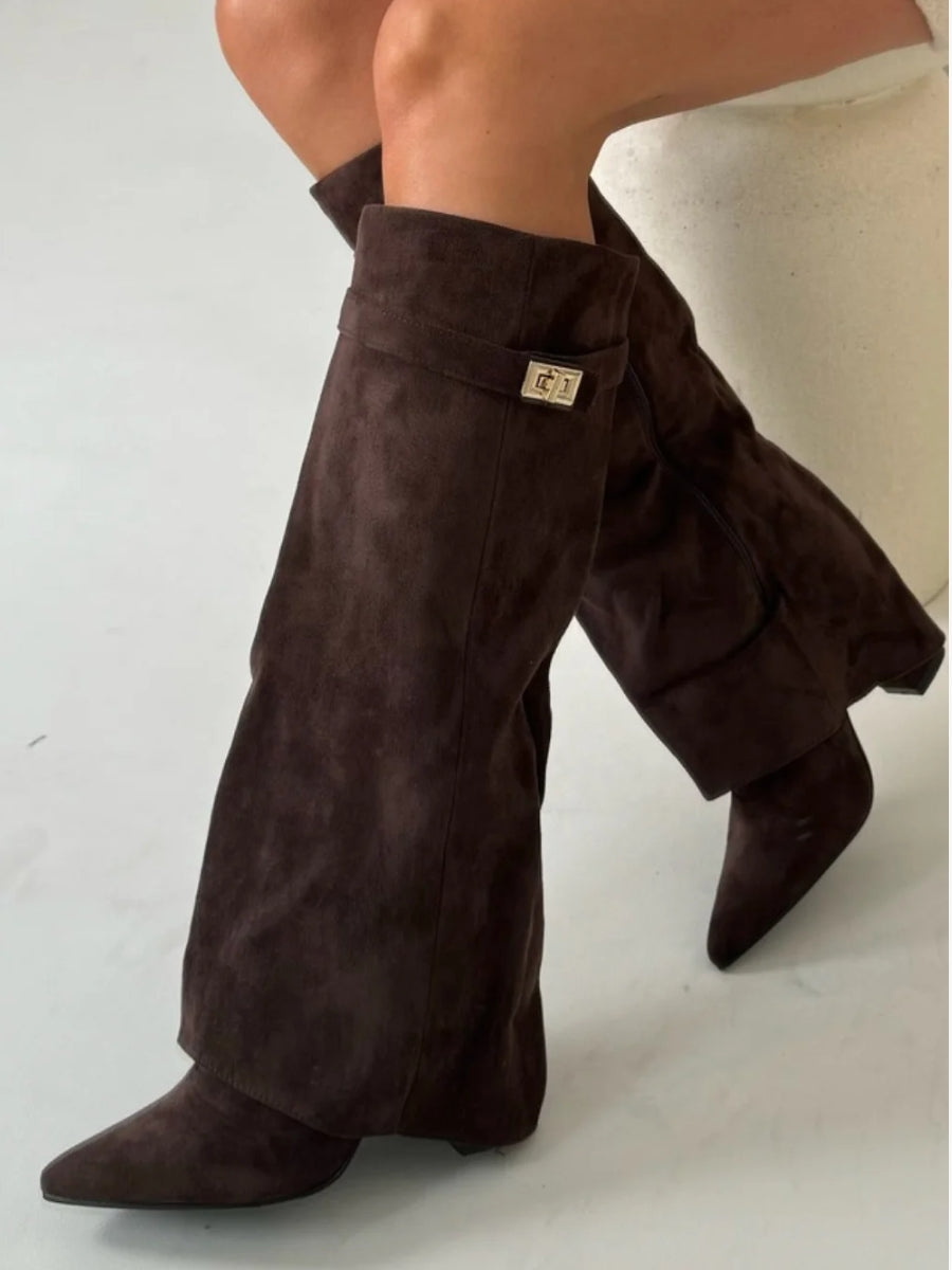 Emily | Women’s Leather Thigh-High Boots with Buckle