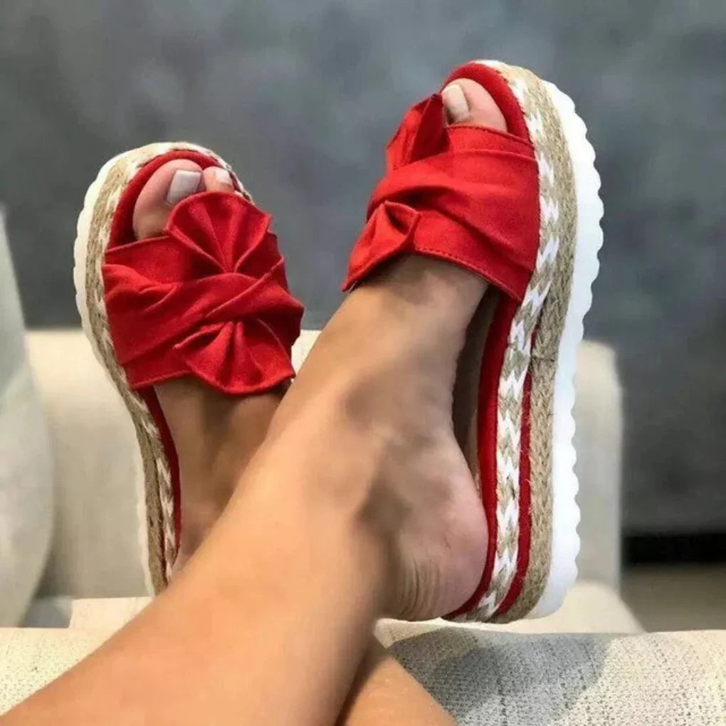 Samantha | Women Spring Bow Platform Slide Sandals