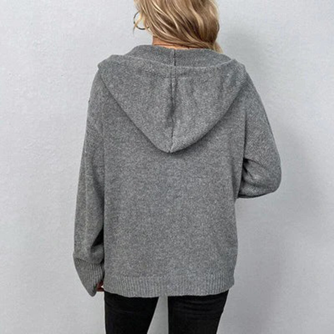 Hazel | Women’s Hooded Knit Open Front Button Cardigan