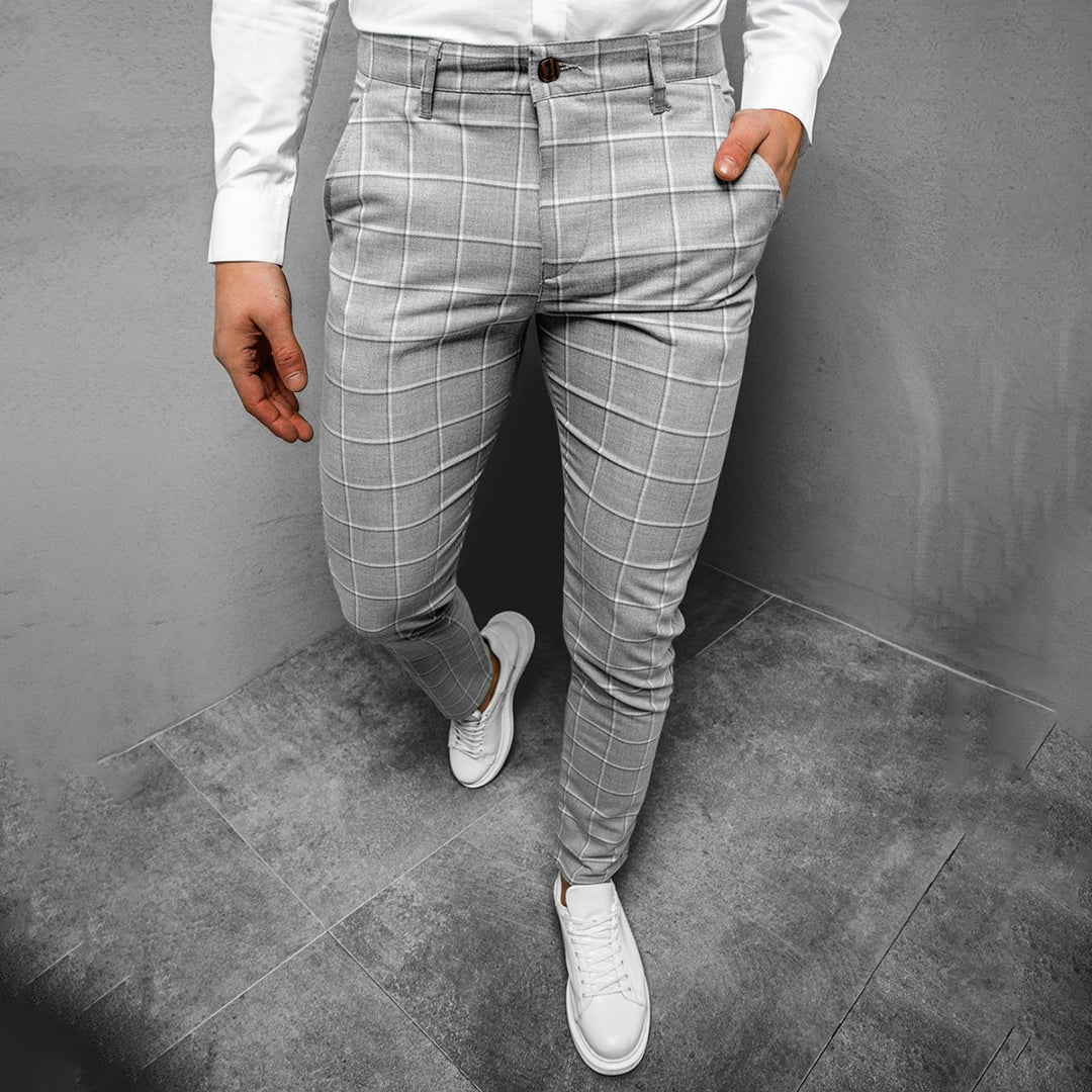 Daniel | Men's Tapered Grid Pattern Trousers