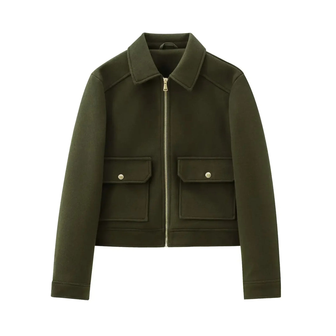Emily | Women’s Zippered Wool Bomber Jacket
