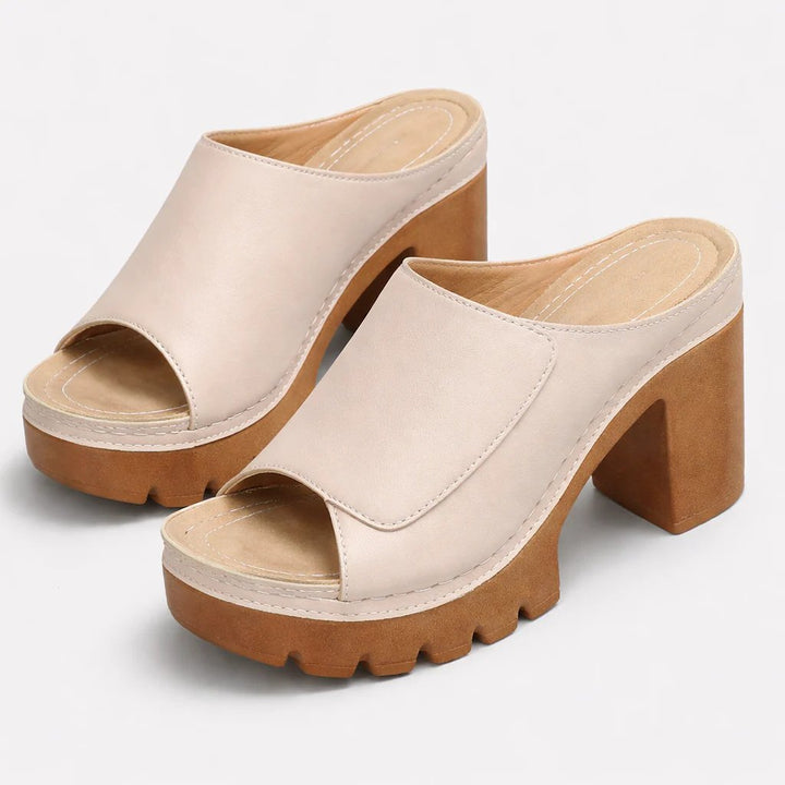 Anna™ | Wide Base Platform Strap-On Heels