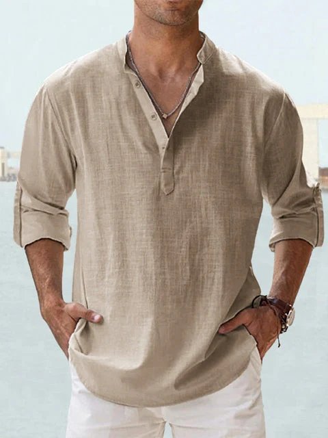 Benjamin™ | Breathable V-Neck Long Sleeve Henley Shirt