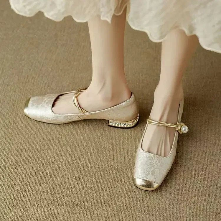 Adeline™ | Embossed Flats with Metallic Hardware