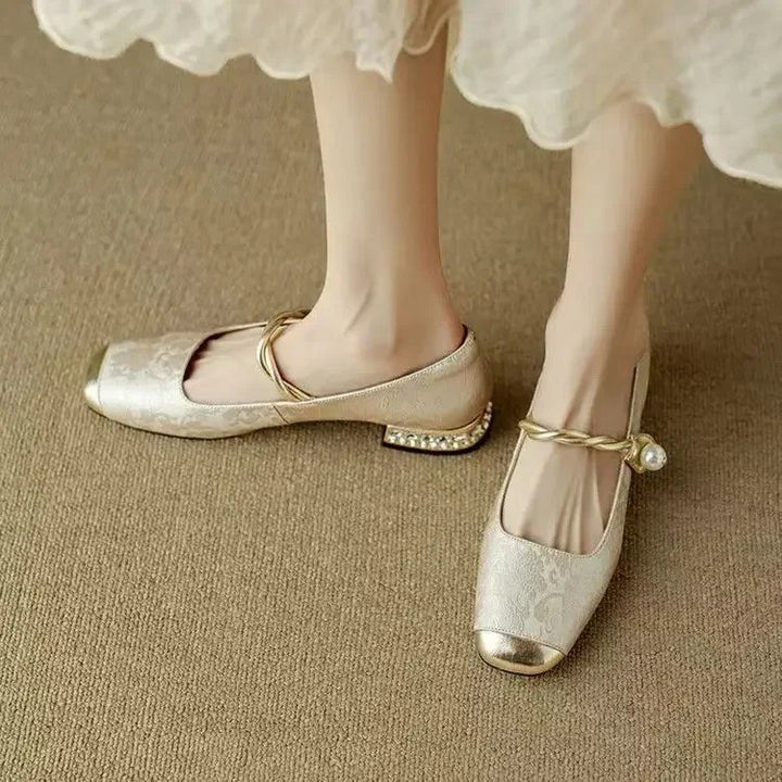 Adeline™ | Embossed Flats with Metallic Hardware