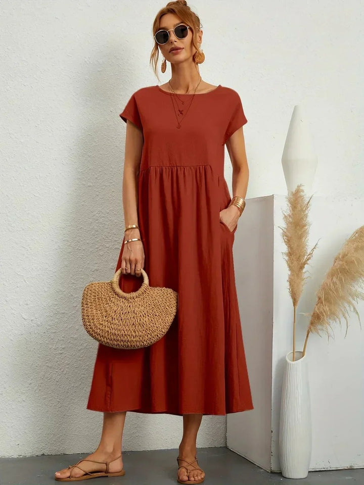 Mavis™ | Flowing V-Neck Midi Dress 