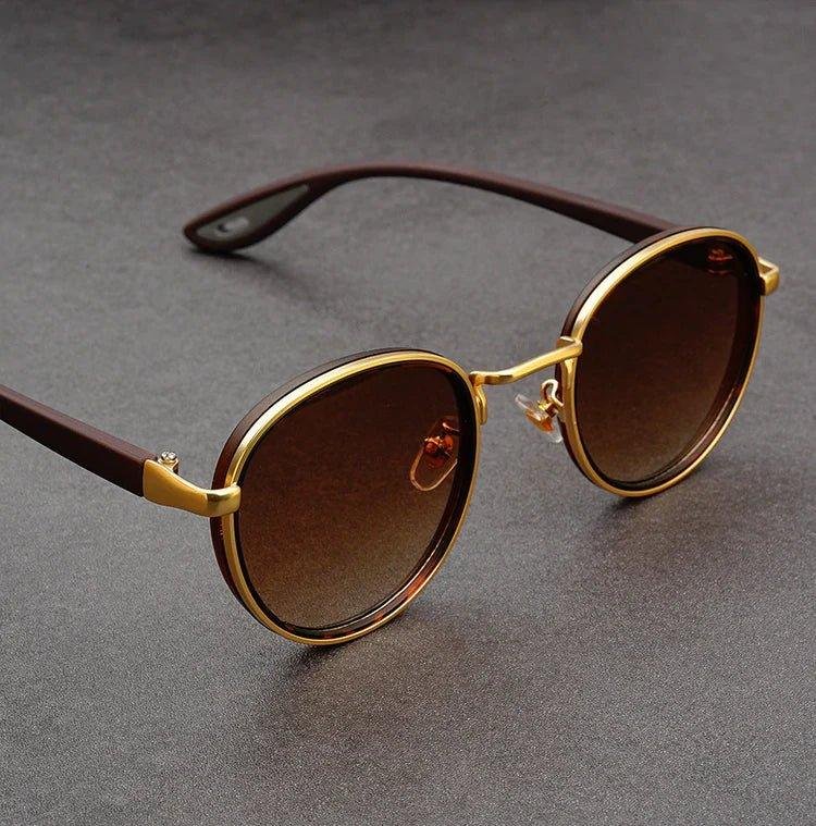 Nora™ | UV400 Retro Round Metal-Acetate Sunglasses