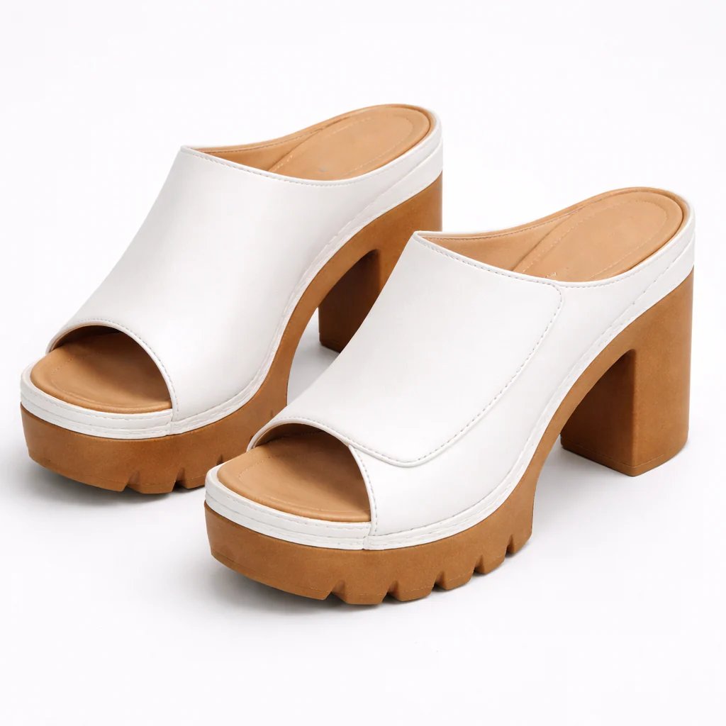 Anna™ | Wide Base Platform Strap-On Heels
