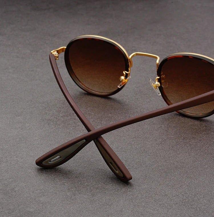 Nora™ | UV400 Retro Round Metal-Acetate Sunglasses