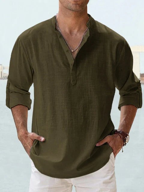Benjamin™ | Breathable V-Neck Long Sleeve Henley Shirt