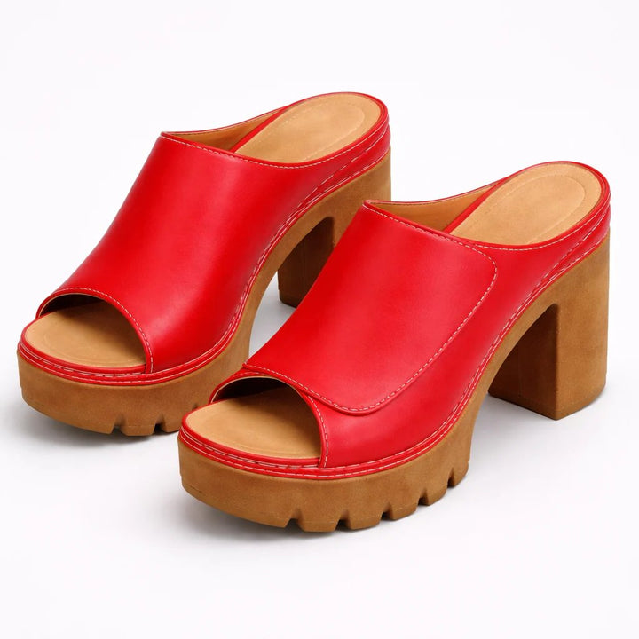 Anna™ | Wide Base Platform Strap-On Heels