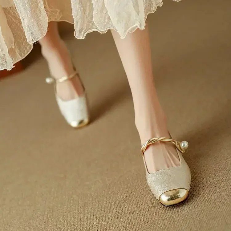 Adeline™ | Embossed Flats with Metallic Hardware