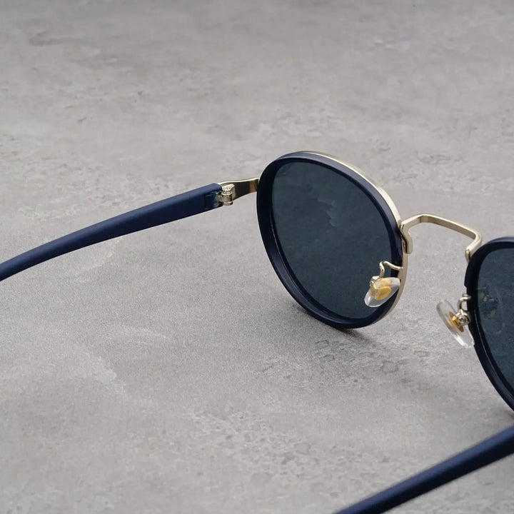 Nora™ | UV400 Retro Round Metal-Acetate Sunglasses
