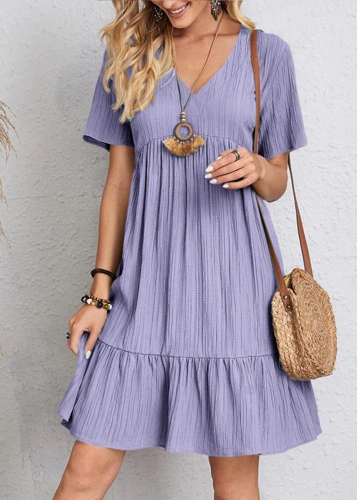 Cora™ | V-Neck Ribbed Tiered Midi Dress