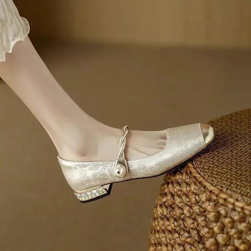 Adeline™ | Embossed Flats with Metallic Hardware