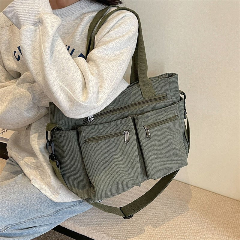 Sloane™ | Corduroy Tote Bag with Functional Pockets