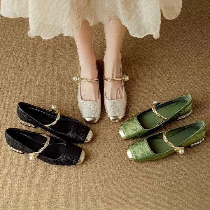 Adeline™ | Embossed Flats with Metallic Hardware