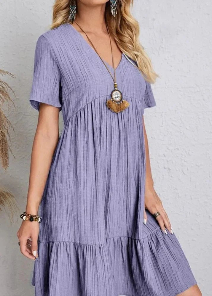 Cora™ | V-Neck Ribbed Tiered Midi Dress