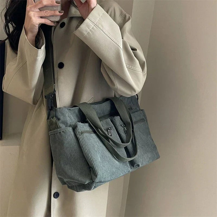 Sloane™ | Corduroy Tote Bag with Functional Pockets