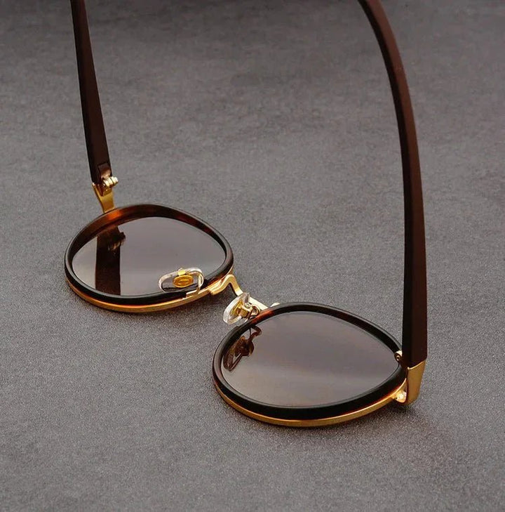 Nora™ | UV400 Retro Round Metal-Acetate Sunglasses