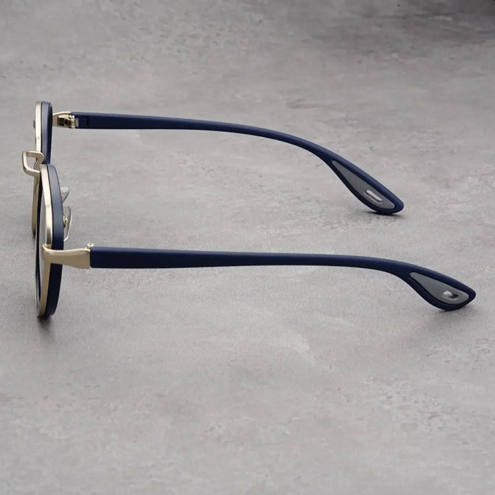 Nora™ | UV400 Retro Round Metal-Acetate Sunglasses