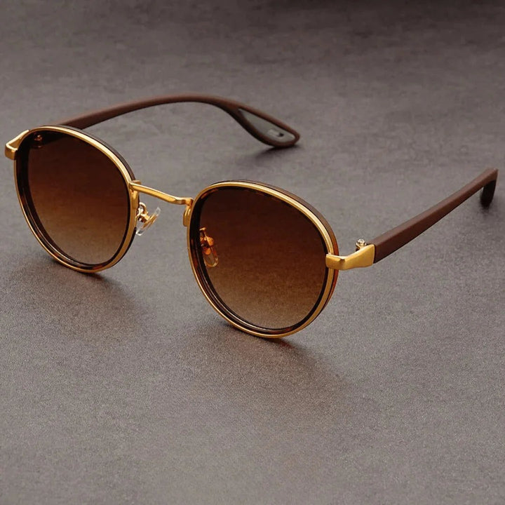 Nora™ | UV400 Retro Round Metal-Acetate Sunglasses