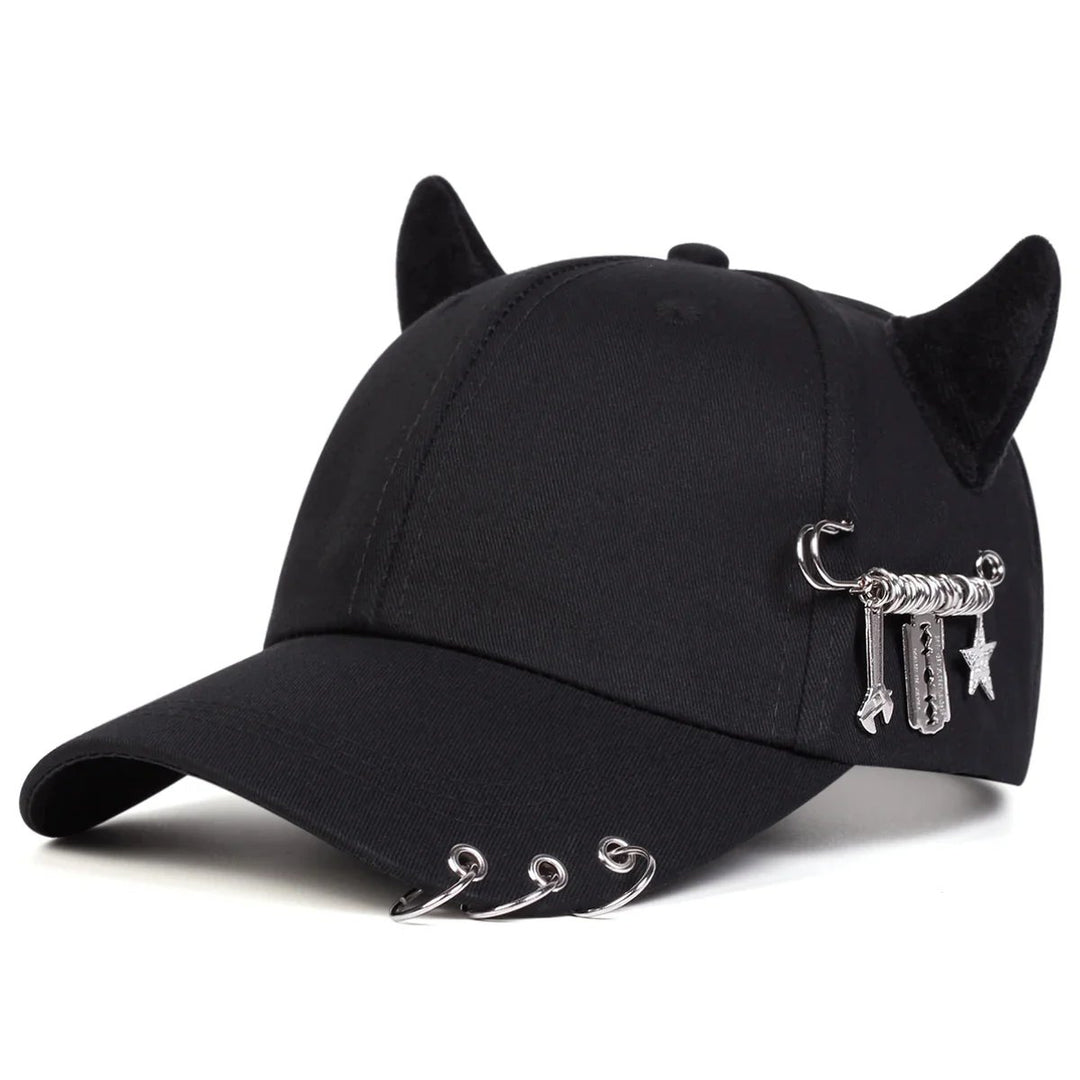 InfernaCore™ | Structured Gothic Devil Horn Baseball Cap