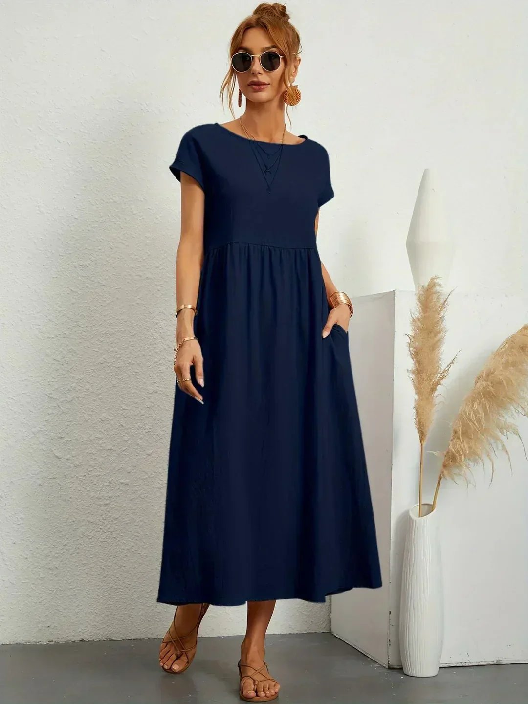 Mavis™ | Flowing V-Neck Midi Dress 
