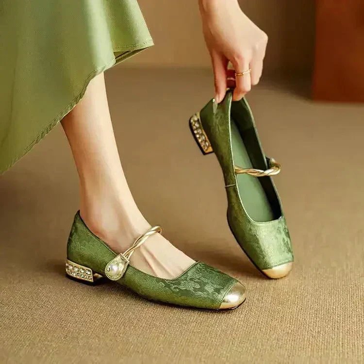 Adeline™ | Embossed Flats with Metallic Hardware
