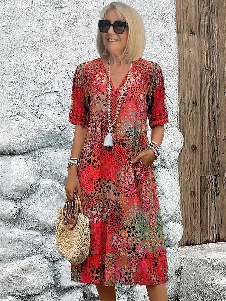 Delilah™ | Vibrant Midi Dress with Flattering Drape