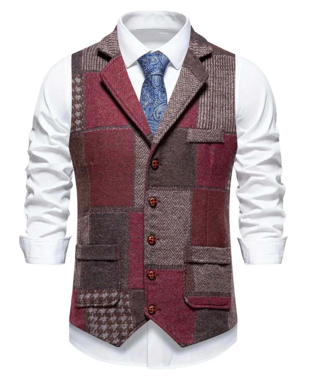Jorge™ | Button-Front Patchwork Waistcoat