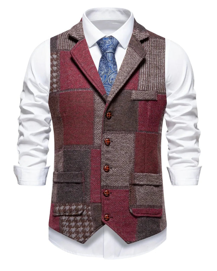 Jorge™ | Button-Front Patchwork Waistcoat