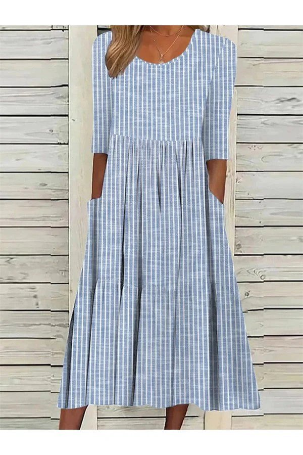 Cecilia™ | Lightweight Striped Midi Dress with Pockets
