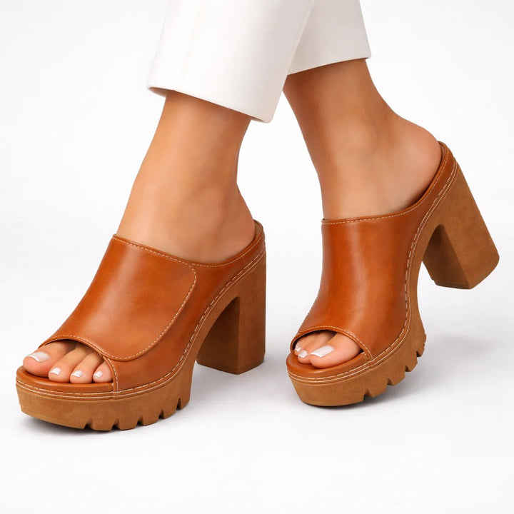 Anna™ | Wide Base Platform Strap-On Heels