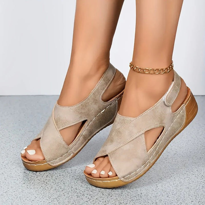Amelia™ | Cross-Strap Wedge Platform Sandals