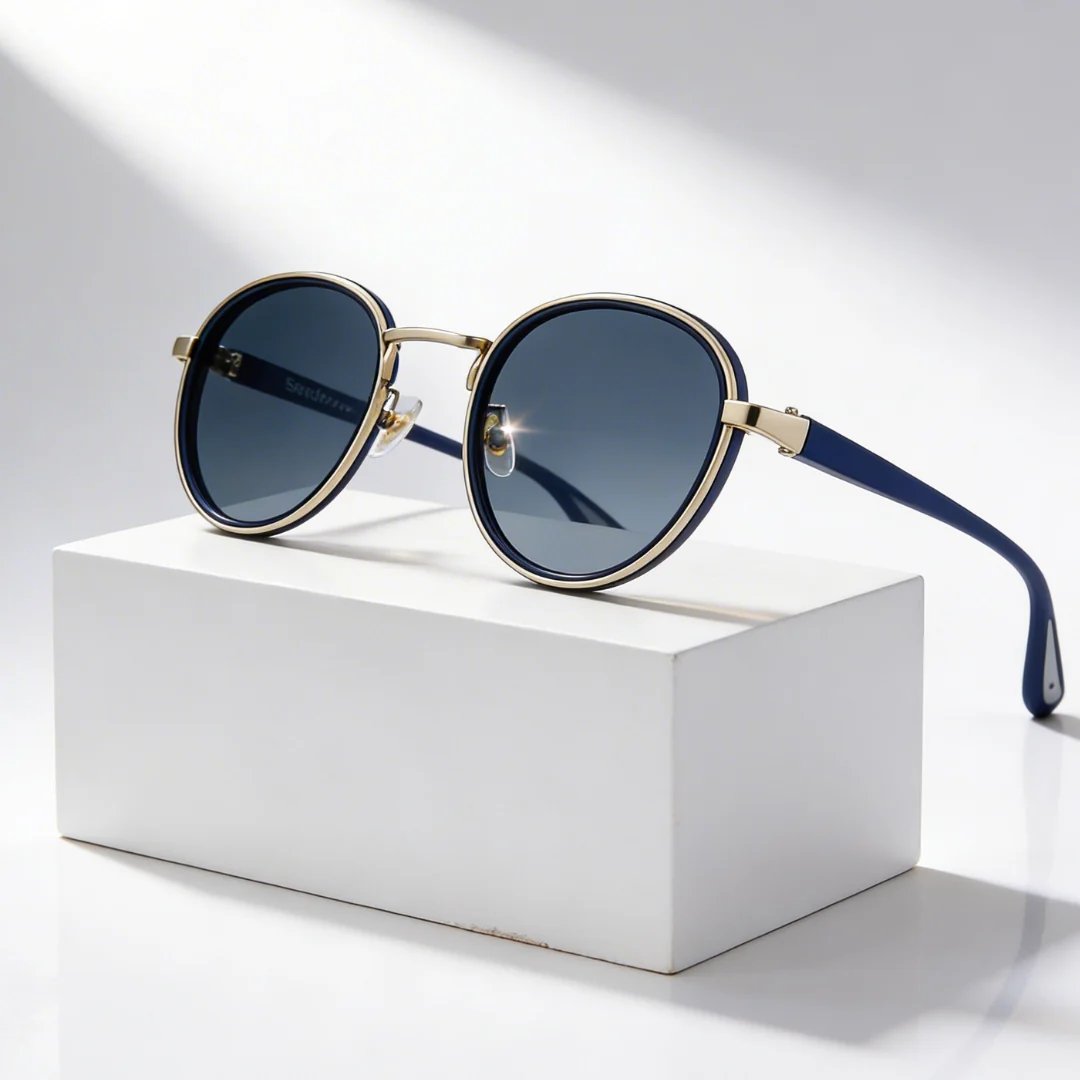 Nora™ | UV400 Retro Round Metal-Acetate Sunglasses