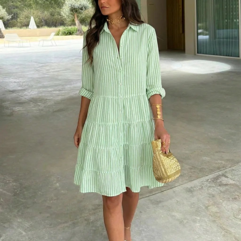 Vivian™ | Tiered Button-Front Shirt Dress