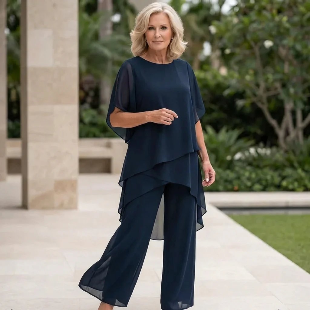 Elena™ | Draped V-Neck Top & Wide-Leg Palazzo Set