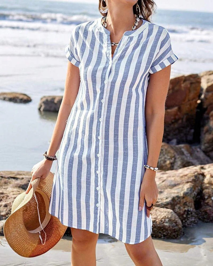 Nova™ | Chic Striped Button-Up Shirt Dress
