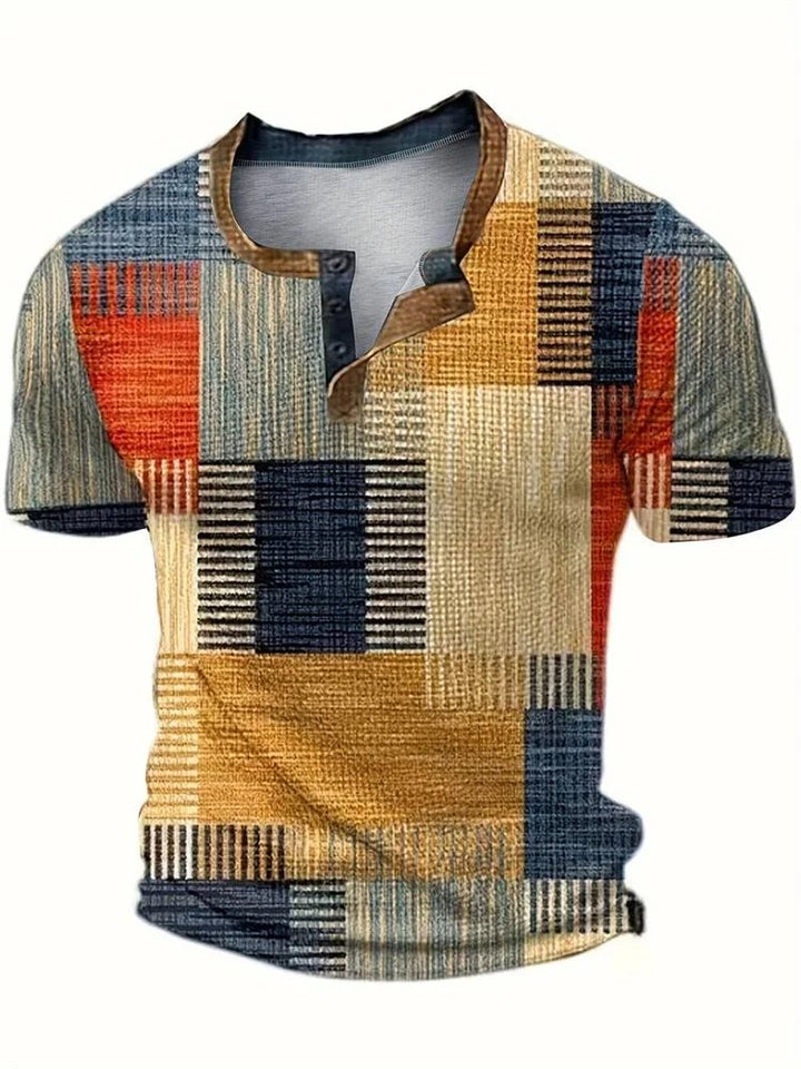 Jackson™ | Patchwork Henley Button Short Sleeve Shirt