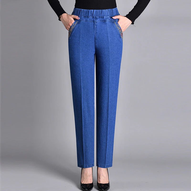 Luna™ | Elastic Waist Side Pocket Denim Jeans