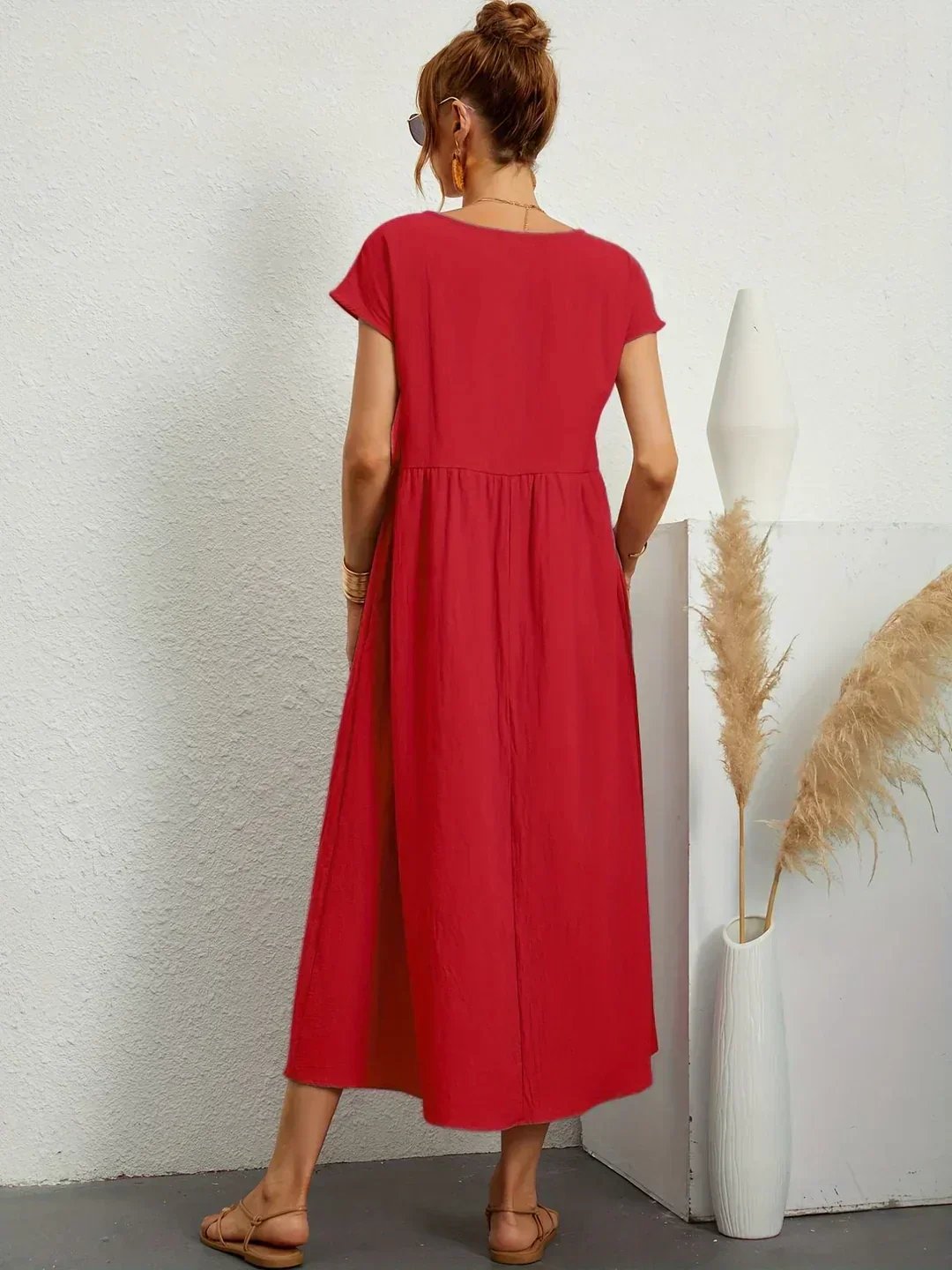 Mavis™ | Flowing V-Neck Midi Dress 