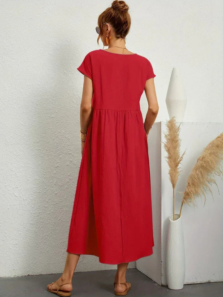 Mavis™ | Flowing V-Neck Midi Dress 