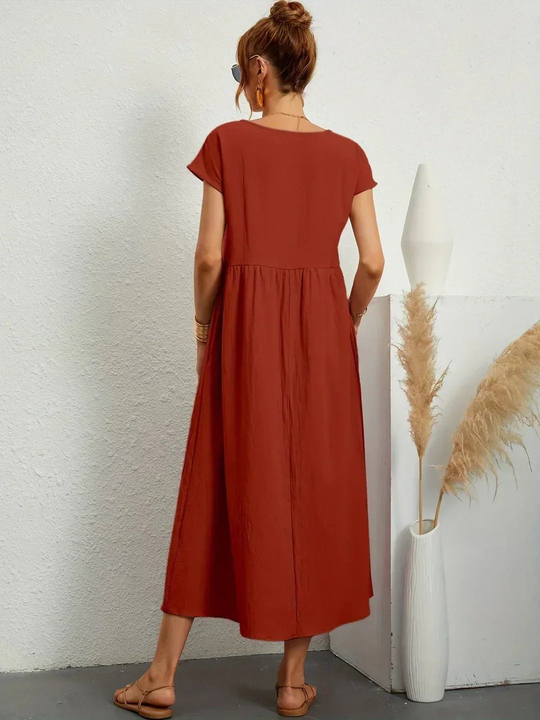 Mavis™ | Flowing V-Neck Midi Dress 