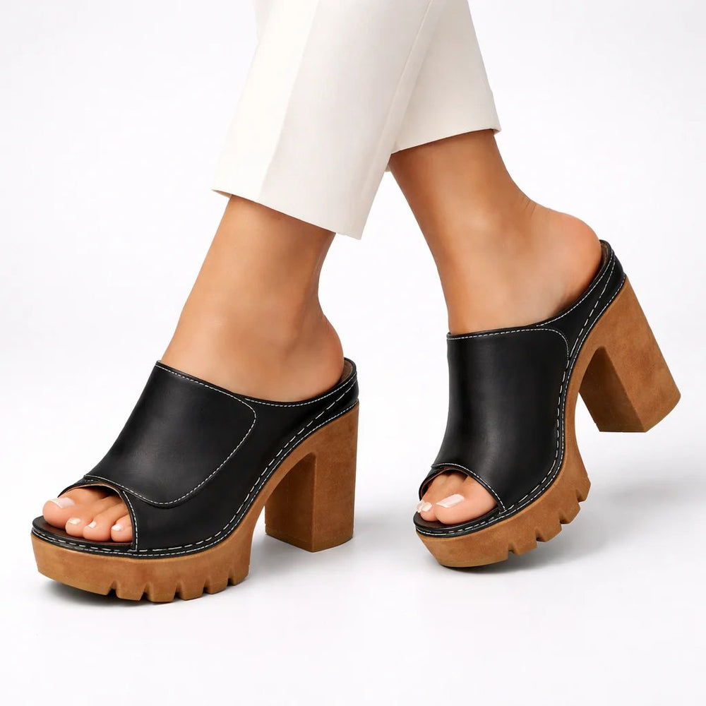 Anna™ | Wide Base Platform Strap-On Heels