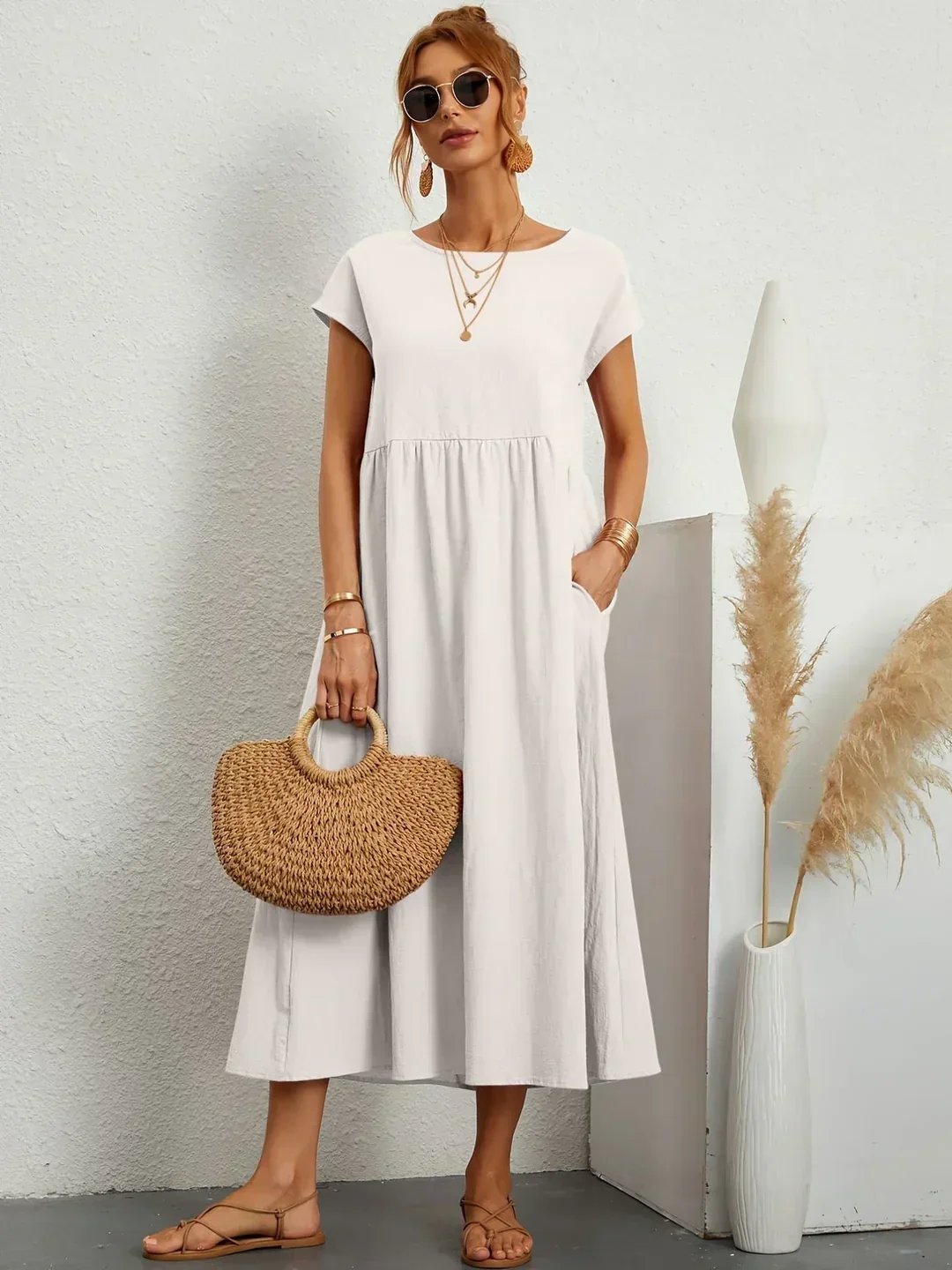 Mavis™ | Flowing V-Neck Midi Dress 