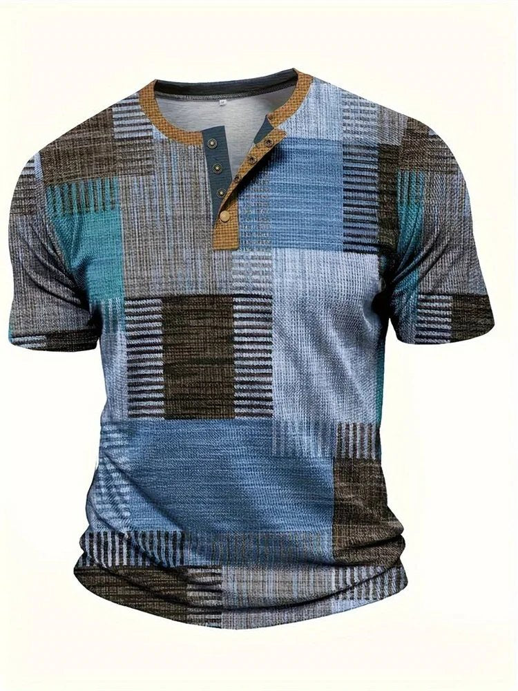 Jackson™ | Patchwork Henley Button Short Sleeve Shirt