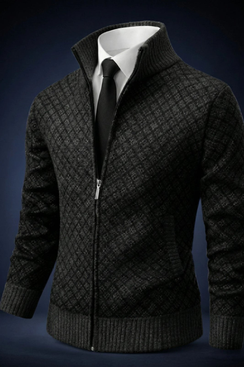 Leah™ | Waffle-Textured Zip-Up Cardigan