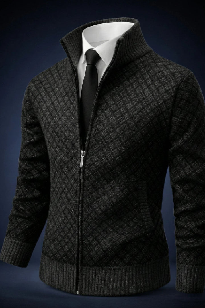 Leah™ | Waffle-Textured Zip-Up Cardigan